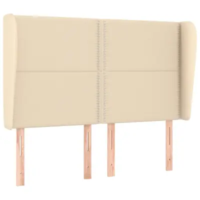 vidaXL Vzglavje z ušesi krem 147x23x118/128 cm blago