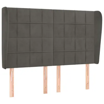 vidaXL Vzglavje z ušesi temno sivo 147x23x118/128 cm žamet