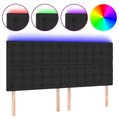 vidaXL LED posteljno vzglavje črno 200x5x118/128 cm umetno usnje