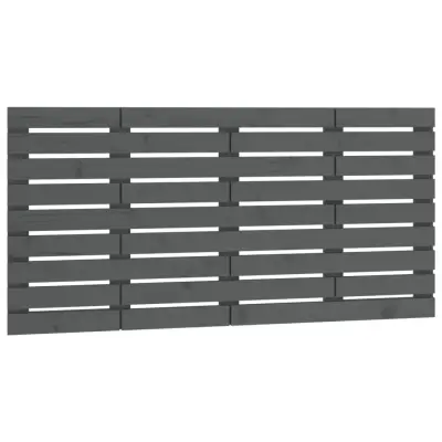 vidaXL Stensko posteljno vzglavje sivo 156x3x63 cm trdna borovina