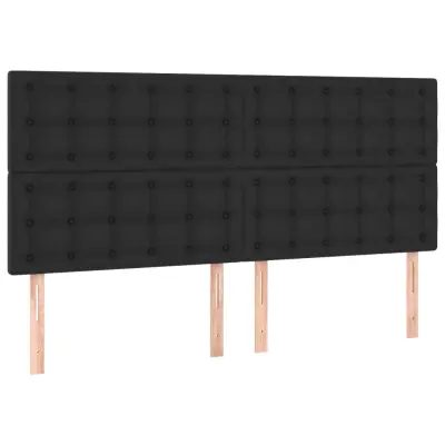 vidaXL Posteljno vzglavje 4 kosa črn 100x5x78/88 cm umetno usnje