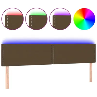 vidaXL LED posteljno vzglavje temno rjavo 200x5x78/88 cm blago
