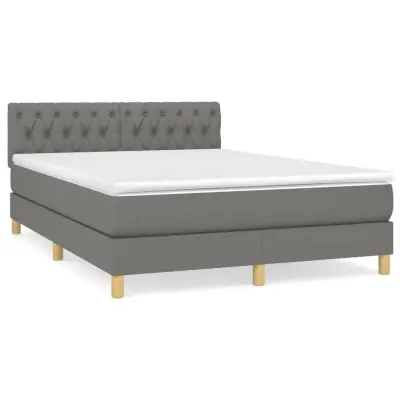 vidaXL Box spring posteljni z vzmetnico temno siv 140x190 cm blago