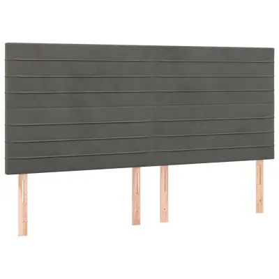 vidaXL Posteljno vzglavje 4 kosa temno siv 100x5x78/88 cm žamet