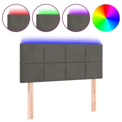 vidaXL LED posteljno vzglavje temno sivo 90x5x78/88 cm žamet