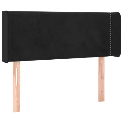 vidaXL Vzglavje z ušesi črno 93x16x78/88 cm žamet