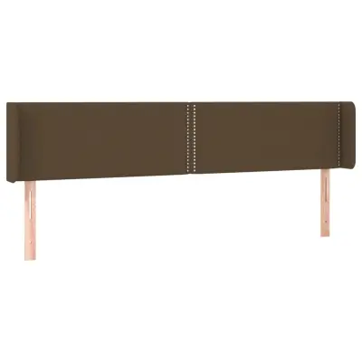 vidaXL Vzglavje z ušesi temno rjavo 203x16x78/88 cm blago