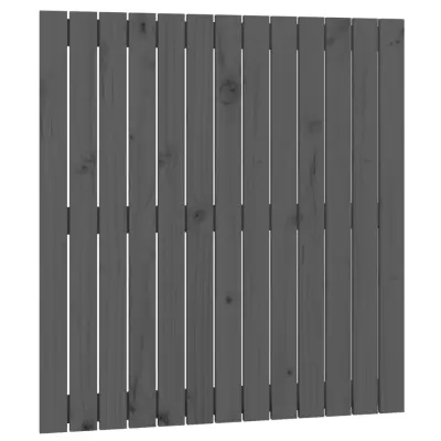 vidaXL Stensko posteljno vzglavje sivo 82,5x3x90 cm trdna borovina