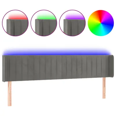 vidaXL LED posteljno vzglavje svetlo sivo 203x16x78/88 cm žamet