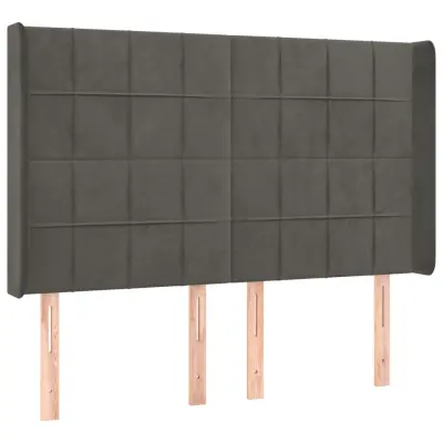 vidaXL Vzglavje z ušesi temno sivo 147x16x118/128 cm žamet
