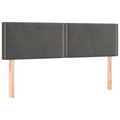 vidaXL Posteljno vzglavje 2 kosa temno sivo 72x5x78/88 cm žamet