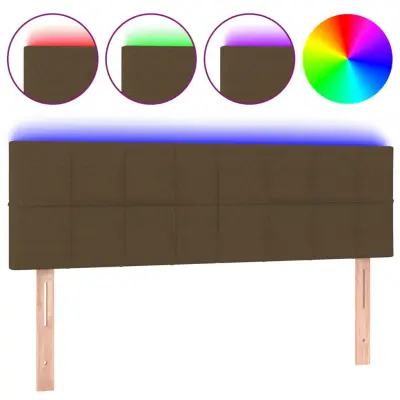 vidaXL LED posteljno vzglavje temno rjavo 144x5x78/88 cm blago