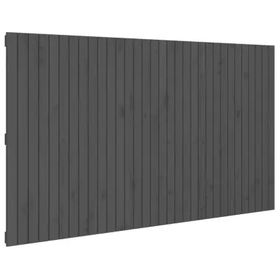 vidaXL Stensko posteljno vzglavje sivo 204x3x110 cm trdna borovina