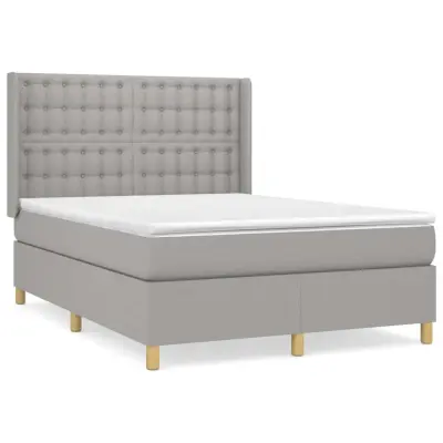 vidaXL Box spring posteljni z vzmetnico svetlo siv 140x190 cm blago