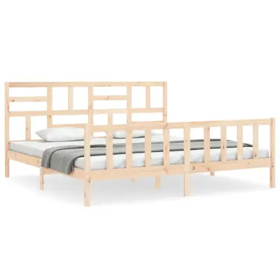 vidaXL Posteljni okvir z vzglavjem 200x200 cm trden les