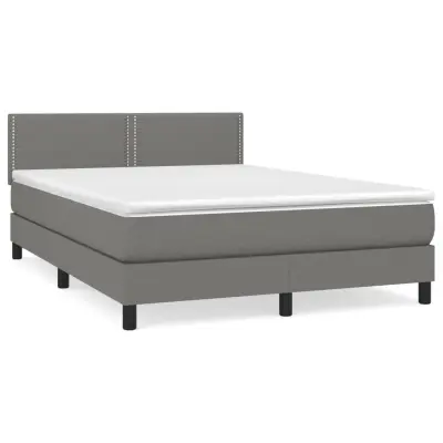 vidaXL Box spring posteljni z vzmetnico temno siv 140x190 cm blago