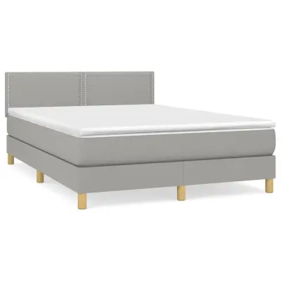 vidaXL Box spring posteljni z vzmetnico svetlo siv 140x190 cm blago