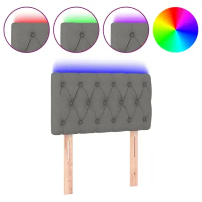 vidaXL LED posteljno vzglavje temno sivo 80x7x78/88 cm blago