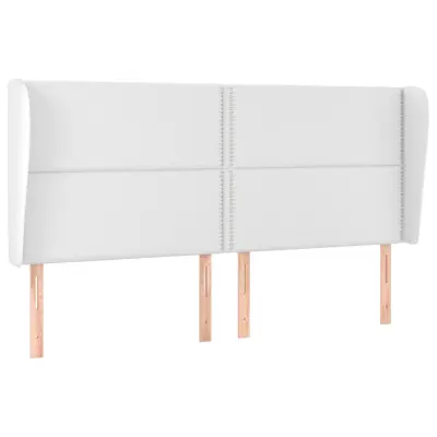 vidaXL Vzglavje z ušesi belo 203x23x118/128 cm umetno usnje