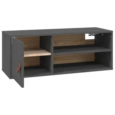 vidaXL Stenska omarica siva 80x30x30 cm trdna borovina