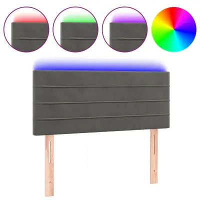 vidaXL LED posteljno vzglavje temno sivo 80x5x78/88 cm žamet