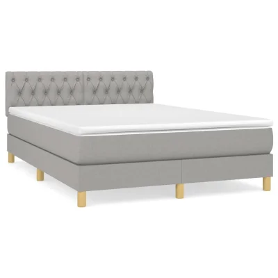 vidaXL Box spring posteljni z vzmetnico svetlo siv 140x190 cm blago