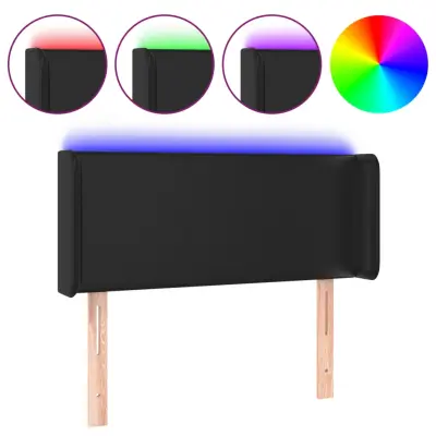 vidaXL LED posteljno vzglavje črno 93x16x78/88 cm umetno usnje