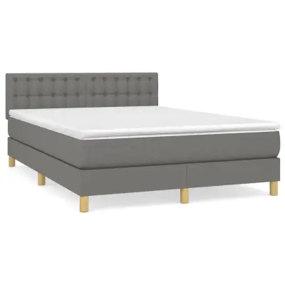 vidaXL Box spring posteljni z vzmetnico temno siv 140x190 cm blago