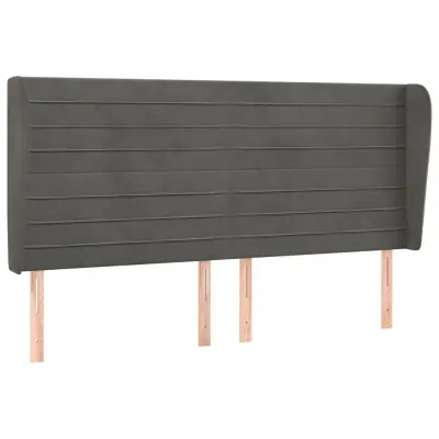 vidaXL Vzglavje z ušesi temno sivo 203x23x118/128 cm žamet