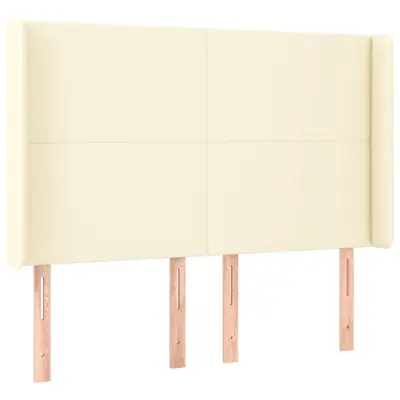 vidaXL Vzglavje z ušesi krem 147x16x118/128 cm umetno usnje