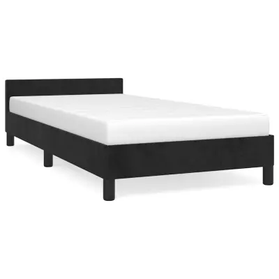 vidaXL Posteljni okvir z vzglavjem brez vzmetnice črn 90x190 cm žamet