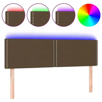 vidaXL LED posteljno vzglavje temno rjavo 144x5x78/88 cm blago