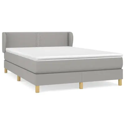 vidaXL Box spring posteljni z vzmetnico svetlo siv 140x190 cm blago