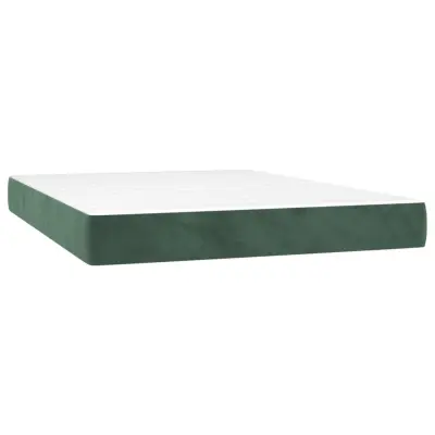 vidaXL Vzmetnica z žepkasto vzmetjo temno zelena 140x200x20 cm žamet