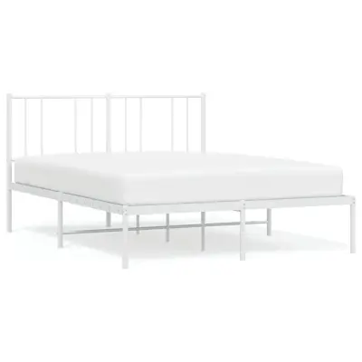 vidaXL Kovinski posteljni okvir z vzglavjem bel 140x200 cm