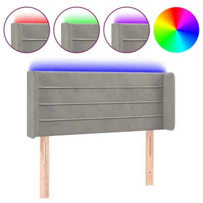 vidaXL LED posteljno vzglavje svetlo sivo 83x16x78/88 cm žamet