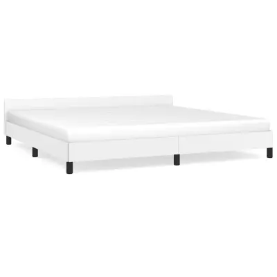 vidaXL Posteljni okvir z vzglavjem brez vzmetnice bel 200x200 cm