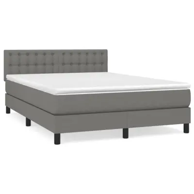vidaXL Box spring posteljni z vzmetnico temno siv 140x190 cm blago