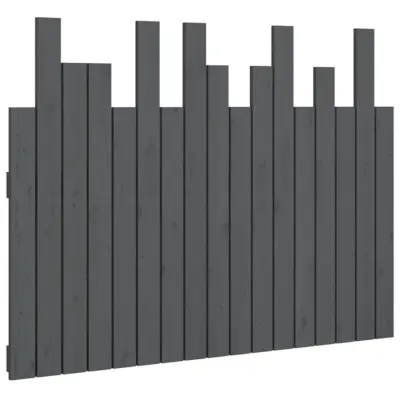 vidaXL Stensko posteljno vzglavje sivo 108x3x80 cm trdna borovina