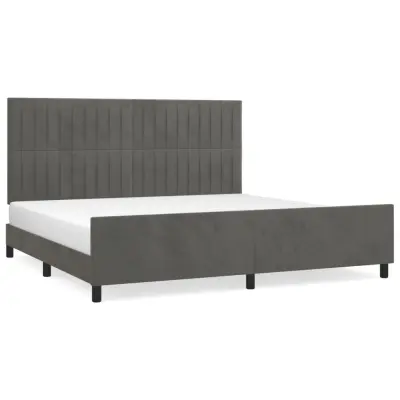 vidaXL Posteljni okvir brez vzmetnice temno siv 200x200 cm žamet