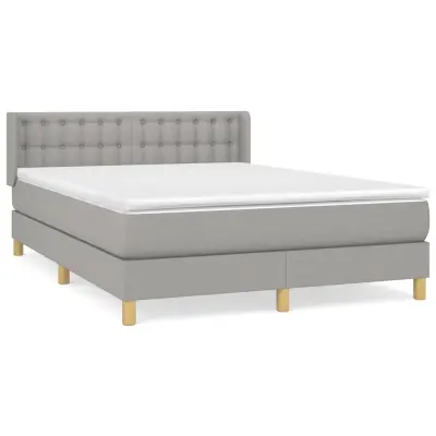 vidaXL Box spring posteljni z vzmetnico svetlo siv 140x190 cm blago