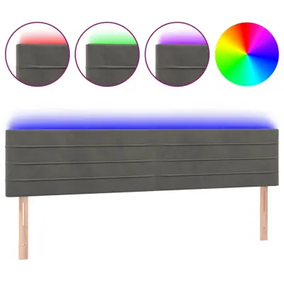 vidaXL LED posteljno vzglavje temno sivo 200x5x78/88 cm žamet