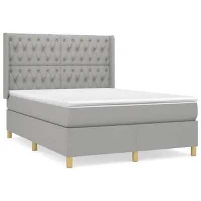vidaXL Box spring posteljni z vzmetnico svetlo siv 140x190 cm blago