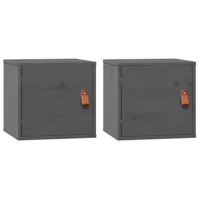 vidaXL Stenska omarica 2 kosa siva 31,5x30x30 cm trdna borovina