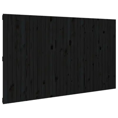 vidaXL Stensko posteljno vzglavje črno 204x3x110 cm trdna borovina