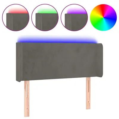 vidaXL LED posteljno vzglavje temno sivo 93x16x78/88 cm žamet