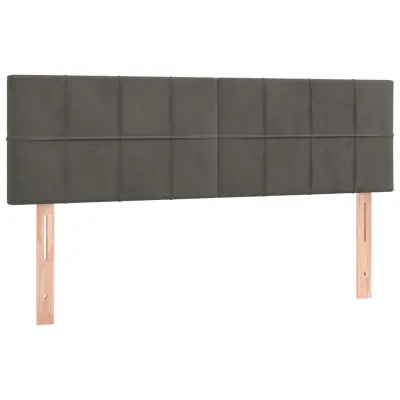 vidaXL Posteljno vzglavje 2 kosa temno sivo 72x5x78/88 cm žamet