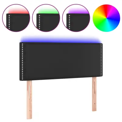 vidaXL LED posteljno vzglavje črno 90x5x78/88 cm umetno usnje