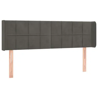 vidaXL Vzglavje z ušesi temno sivo 147x16x78/88 cm žamet