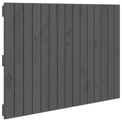vidaXL Stensko posteljno vzglavje sivo 95,5x3x60 cm trdna borovina